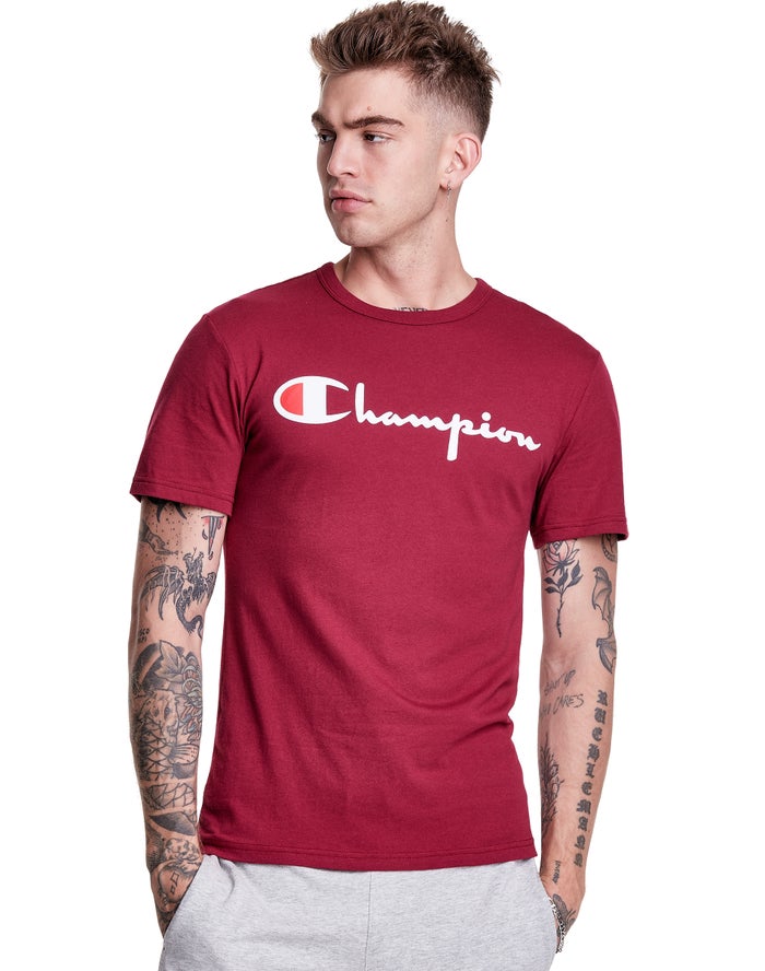 Camiseta Champion Hombre - Lightweight Script Logo ( Rojas Oscuro ) 6389521-FG